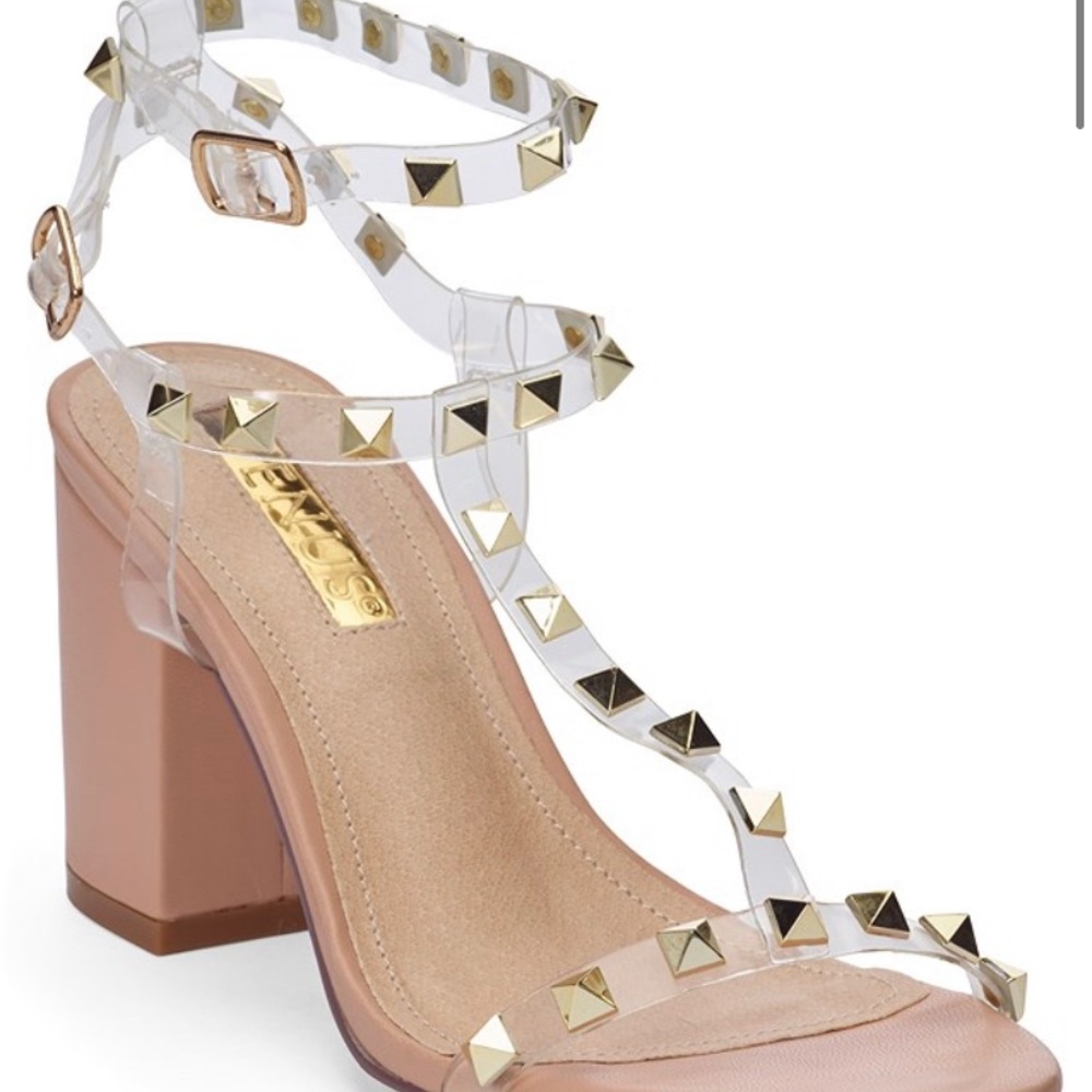 COPY - Black Transparent Studded Block Heels